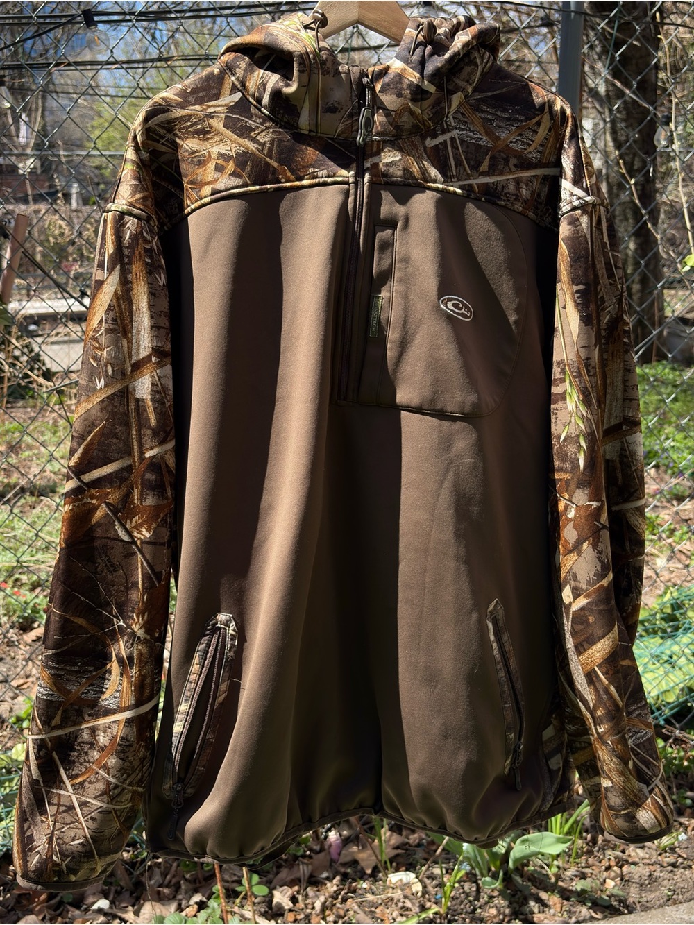 Men's Brown Camouflage Pullover Field Jacket with Hood